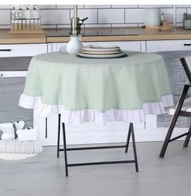 تصویر رومیزی سبز سفره سفید پارچه ای رنگ NDC HOME 