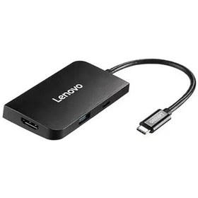 تصویر هاب 7 پورت Type C لنوو Lenovo S707 7 in 1 Type C HUB Adapter HDMI PD3.0 SD/TF Reader 