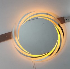 تصویر آینه اینلایت گرد قطر 60 طرح خورشیدی لمسی 