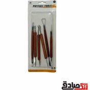 تصویر ست ابزار مجسمه سازی 2 سر 6 عددی قهوه ای 