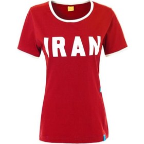 تصویر تیشرت زنانه هواداری ایران - رنگ قرمز 