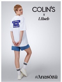 تصویر تی شرت سفید مردانه و زنانه UNISEX WHITE LILSEB شعار T SHIRT کولینز Colin’s 