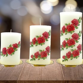 تصویر شمع استوانه ترانسفر قطر 5 طرح گل شماره چهار 