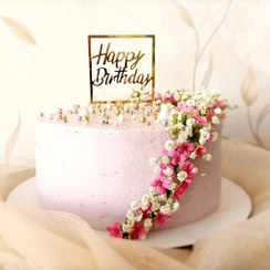 تصویر کیک تولد خانگی شکلاتی با فیلینگ موزو گردو با تزیین گل طبیعی قابل سفارش با طرح دلخواه شما 