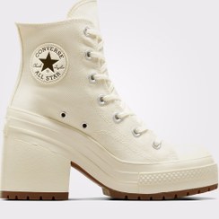 تصویر کفش کانورس پاشنه بلند سفید ا Converse Chuck 70 De Luxe Heel White Converse Chuck 70 De Luxe Heel White