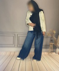 تصویر شلوار جین شافل فول بگ سایز ۳۶ تا ۴۴ رنگ آبی 