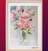 تصویر نقاشی ابرنگ گل و گلدان شیشه ای 