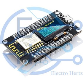 تصویر برد توسعه NodeMCU با تراشه ESP8266 و نمایشگر OLED 