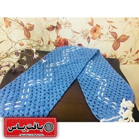 تصویر بافت ژاکت وشلوار نوزادی همراه کلاه وشال گردن 