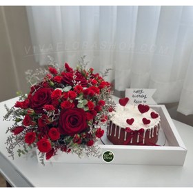 تصویر باکس گل و کیک مهرآسا 