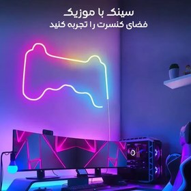 تصویر ریسه نئون فلکسی rgb برنامه پذیر، حساس به صدا و رونده 5 متری 