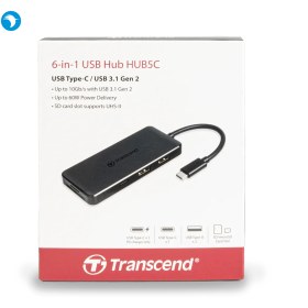 تصویر هاب TS-HUB5C تایپ سی 6 پورت ترنسند ا Transcend TS-HUB5C 6-in-1 USB Type-C to USB 3.1 Gen 2 Hub Transcend TS-HUB5C 6-in-1 USB Type-C to USB 3.1 Gen 2 Hub
