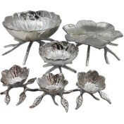 تصویر ظرف پذیرایی جنس الومینیوم مدل لوتوس 4 تیکه 4-piece lotus model aluminum serving dish