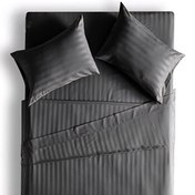 تصویر نیم‌ست روتختی هتلی ژاکارد گرید A با روتختی کشدوزی شده و روبالشی – مناسب تخت ۲۰۰×۲۰۰ - طوسی تیره 