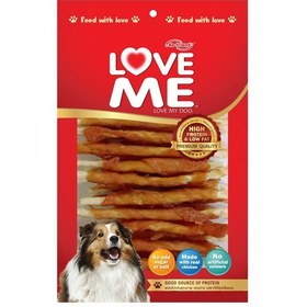 تصویر تشویقی سگ لاومی مدل دورپیچ مرغ وزن 300 گرم Love Me Stick Treats For Dogs 300gr