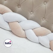 تصویر محافظ تخت کودک تاتی سه رشته کرم 