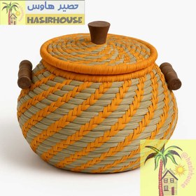 تصویر سطل برنج حصیری گندمی رنگی 