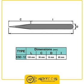 تصویر انبر پنس دیتک مدل DTEC ESD-12 سایز 135 میلی متر 