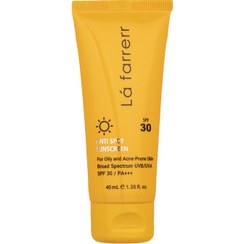 تصویر کرم ضد آفتاب و ضد لک بی‌رنگ لافارر مناسب پوست چرب و مستعد آکنه SPF30 LaFarrerr Sunscreen Anti Spot For Oily And Acne prone Skin SPF30 Cream 40ml