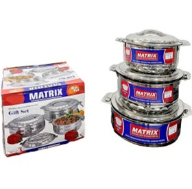 تصویر ظرف گرم نگه دارنده استیل 3 تایی ماتریکس مدل matrix m-1250 