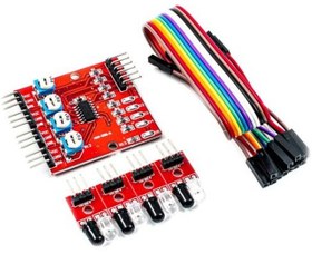 تصویر ماژول حسگر مادون قرمز ربات های تعقیب خط ( 4 کاناله ) 