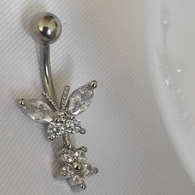 تصویر پیرسینگ ناف (Belly Rings) طرح پروانه استیل درجه یک وارداتی کیفیت عالی 