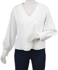 تصویر بلوز زنانه خامه دوزی سفید سرژه Serge کد 204659 