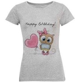 تصویر تی شرت زنانه طرح Happy birthday کد S164 