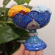 تصویر کاسه پایه دارمیناکاری(مناسب قندان،آجیل خوری،بستنی خوری) 