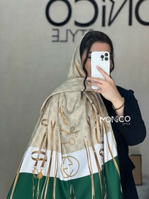 تصویر شال ابریشم GUCCI کرم سبز کد2190 