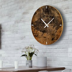 تصویر ساعت دیواری چوبی گالری چارگوش مدل cw12 دایره CHE WOODEN CLOCK CW12