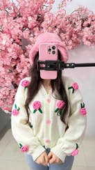 تصویر کاردیگن بافت زنانه رز صورتی کپی 