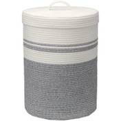 تصویر سبد لباس قیطان دوزی شده مدل 04-1 ذغالی 