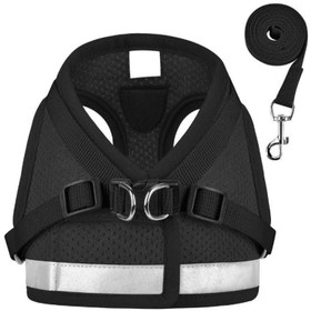 تصویر هارنس نرم و تنفسی با بند مشکی/سفید سایز M برند generic Breathable Soft Harness With Strap Black/White M