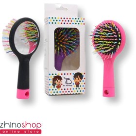 تصویر برس شانه مو آینه دار دکتر مورنینگ فر موجی ماکارونی تک جعبه Dr.Morning mirrored hair comb brush rainbow macaroni wave curl