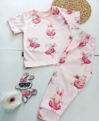 تصویر تیشرت شلوار خرگوش صورتی - سایز 