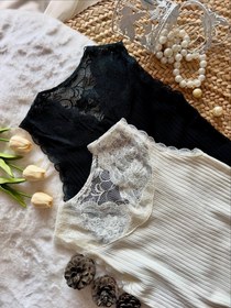 تصویر تاپ بافت یقه دانتل 