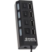 تصویر هاب 4 پورت USB 2.0 پورتز مدل HI-SPEED 