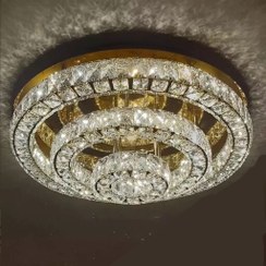 تصویر لوستر سقفی کریستالی استیل طلایی زیر کریستال سایز 60.40.20 (پس کرایه ) 