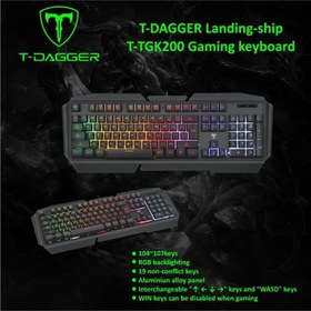 تصویر کیبورد گیمینگ تی دگر مدل Landing ship T-TGK200 T-DAGGER Landing ship T-TGK200 Gaming keyboard