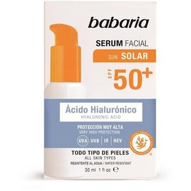 تصویر سرم صورت باباریا +SPF50 حاوی هیالورونیک اسید مناسب انواع پوست 30 میل 