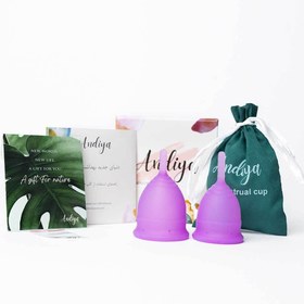 تصویر کاپ قاعدگی مدل Double سایز کوچک و متوسط مجموعه 2 عددی آندیا Andiya Menstrual Cup Model Double