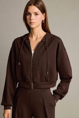 تصویر هودی زنانه قهوه ای دفکتو 