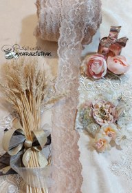 تصویر توردانتل کشی۷سانت دانتل دورنگ پوست پیازی.کرم