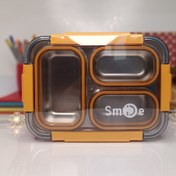 تصویر ظرف غذای استیل ۳ محفظه ای گنجایش ۷۱۰ میل طرح Smile 