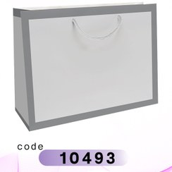 تصویر ساک دستی کاغذی گلاسه سایز بزرگ خاکستری رنگ| کد 10493 