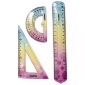 تصویر ست گونیا، نقاله و خط کش ژله ای اسکول فنس (Schoolfans) 