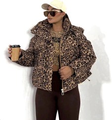 تصویر کاپشن زنانه استریت مدل پلنگی ضد آب کد 00303007 