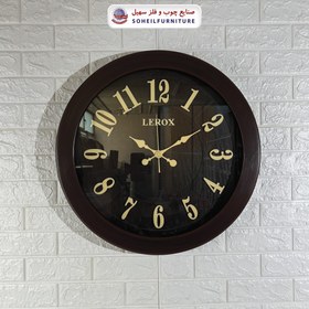 تصویر ساعت دیواری چوبی روستیک خاص مدل 6025-6017 سهیل (ساعت دیواری با اعداد لاتین) 