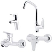 تصویر ست شیرآلات سیتکو مدل ۲۰۰ چهار تکه اهرمی کروم 